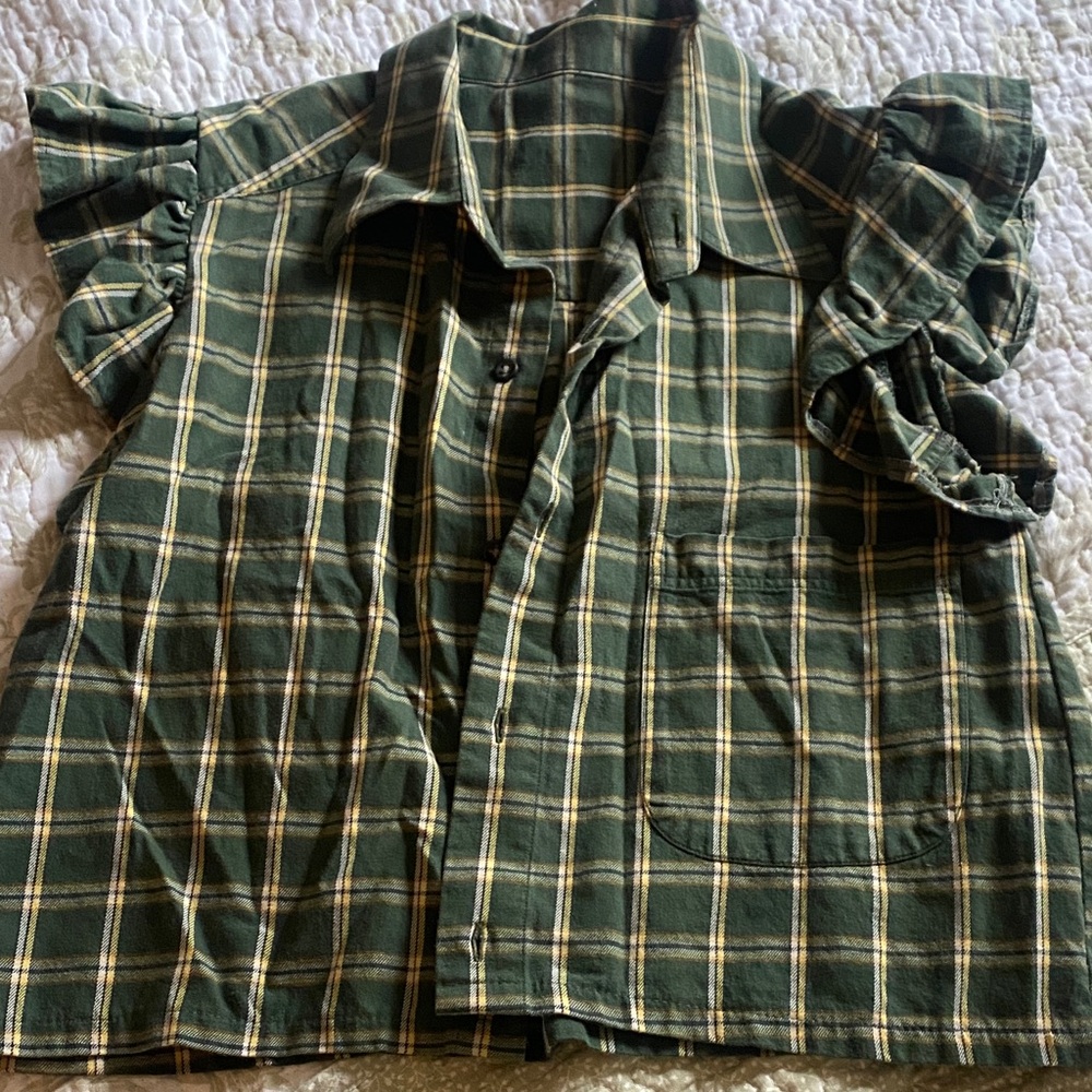 Plaid cropped blouse